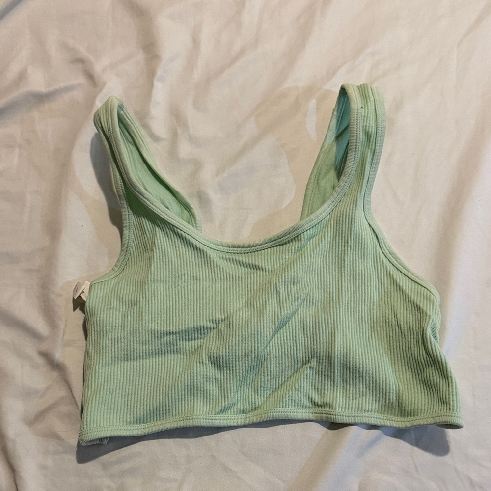 Mint Green Ribbed Crop Top
